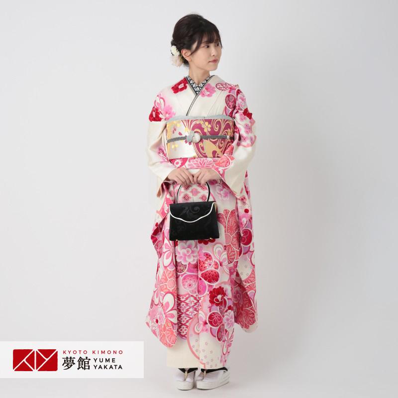 振袖レンタル  白 変わり梅づくし(絹) 成人式 結婚式 一点物 対応身長154〜165cm 2〜11月利用 R475