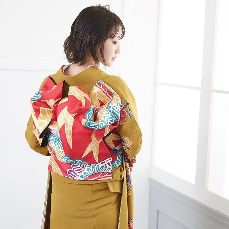 振袖レンタル 辛子 紅型 菖蒲牡丹に水鳥(絹)(宅) 成人式 結婚式 モデル