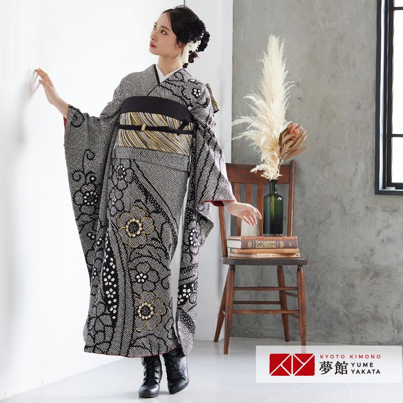 SALE 振袖レンタル 黒 総絞り金駒桜模様(絹) 成人式 結婚式 一点 SALE 振袖レンタル 黒 総絞り金駒桜模様(絹) 成人式 結婚式 一点