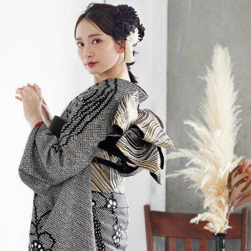 SALE 振袖レンタル 黒 総絞り金駒桜模様(絹) 成人式 結婚式 一点 SALE 振袖レンタル 黒 総絞り金駒桜模様(絹) 成人式 結婚式 一点