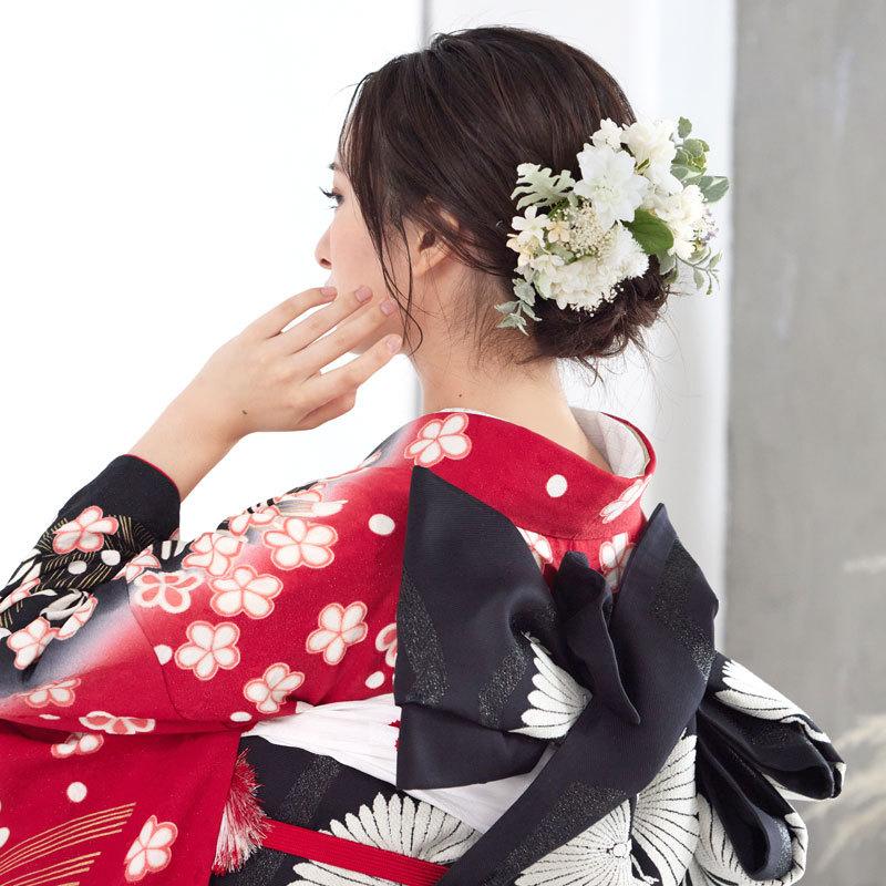 振袖レンタル 赤黒 絞り梅に松(絹) 成人式 結婚式 一点物 対応身長147