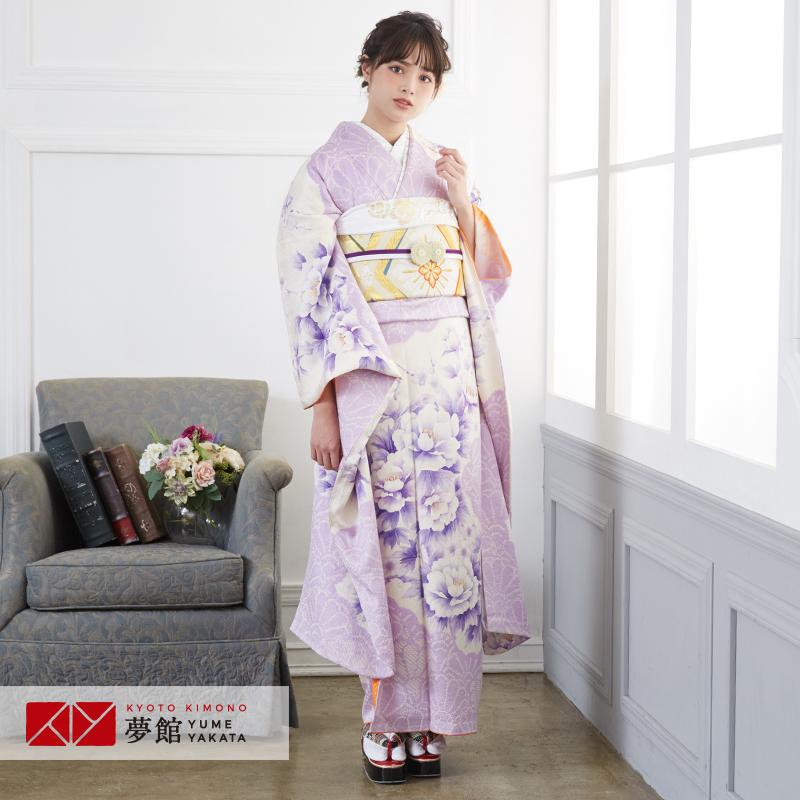 SALE 振袖レンタル 絞り 水彩 紫 牡丹に梅花(絹)(宅) 成人式 SALE 振袖レンタル 絞り 水彩 紫 牡丹に梅花(絹)(宅) 成人式