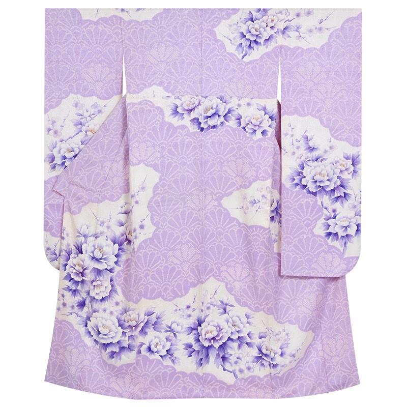 振袖レンタル 絞り 水彩 紫 牡丹に梅花(絹)(宅) 成人式 結婚式 モデル