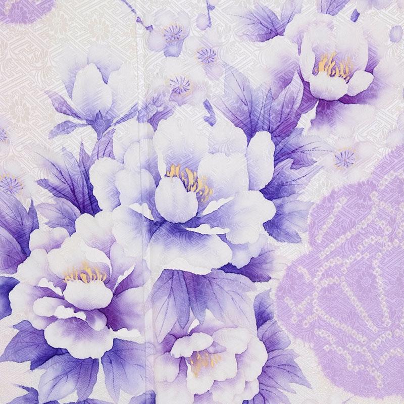 振袖レンタル 絞り 水彩 紫 牡丹に梅花(絹)(宅) 成人式 結婚式 モデル