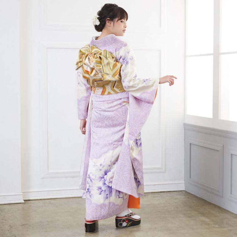 振袖レンタル 絞り 水彩 紫 牡丹に梅花(絹)(宅) 成人式 結婚式 モデル