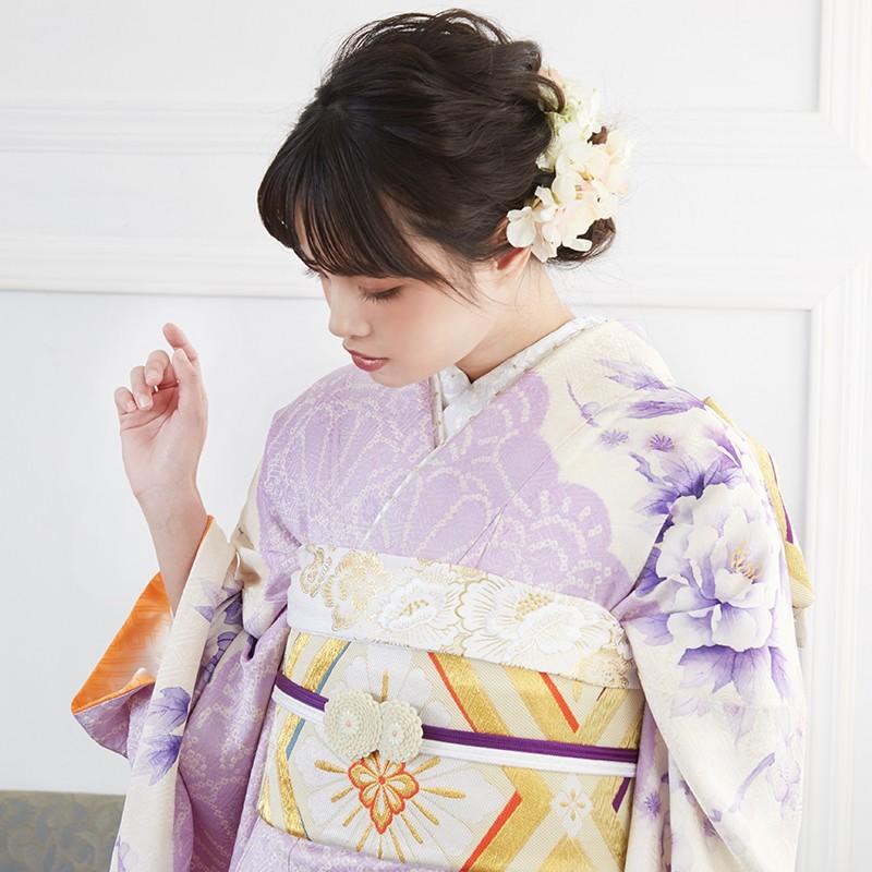 振袖レンタル  絞り 水彩 紫 牡丹に梅花(絹)(宅) 成人式 結婚式 モデル着用小物セット 対応身長154〜165cm 2〜11月利用 R778_9