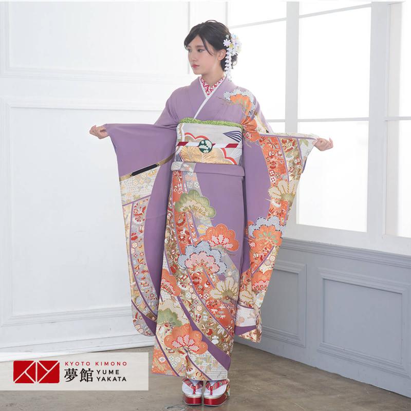 振袖レンタル 薄紫 几帳に疋田松模様(絹)(宅) 成人式 結婚式 モデル