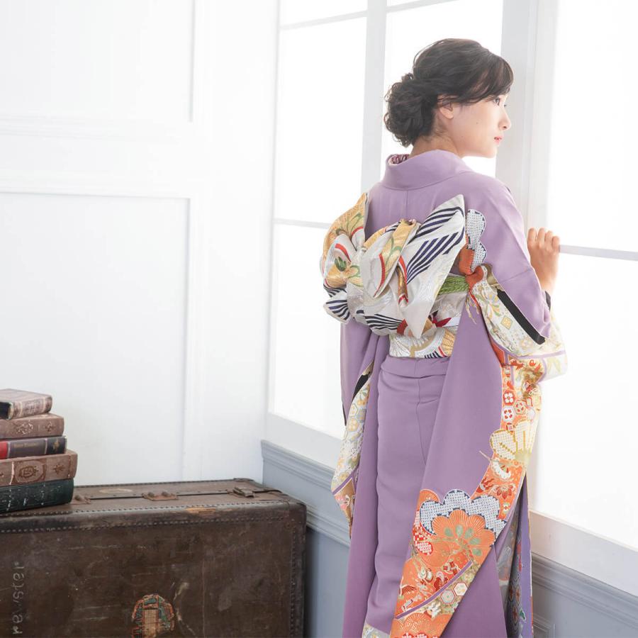 振袖レンタル 薄紫 几帳に疋田松模様(絹)(宅) 成人式 結婚式 モデル