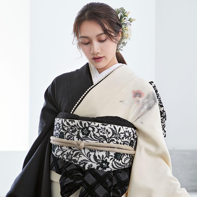 振袖レンタル オフホワイト 波に飛びうさぎ(絹) 成人式 結婚式 一点物