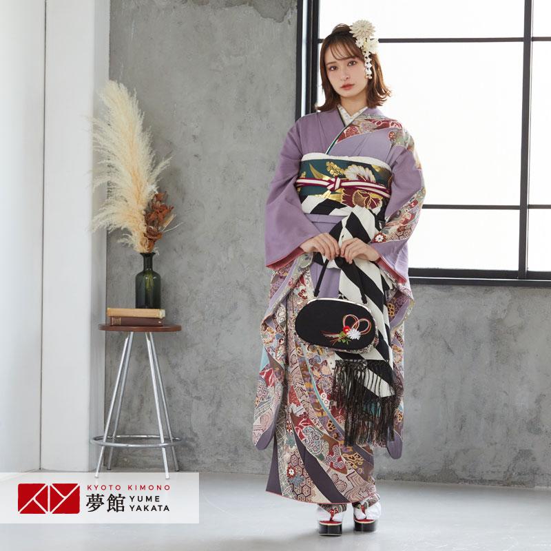 振袖レンタル 紫ぼかし 熨斗文様(絹) 成人式 結婚式 一点物 対応身長
