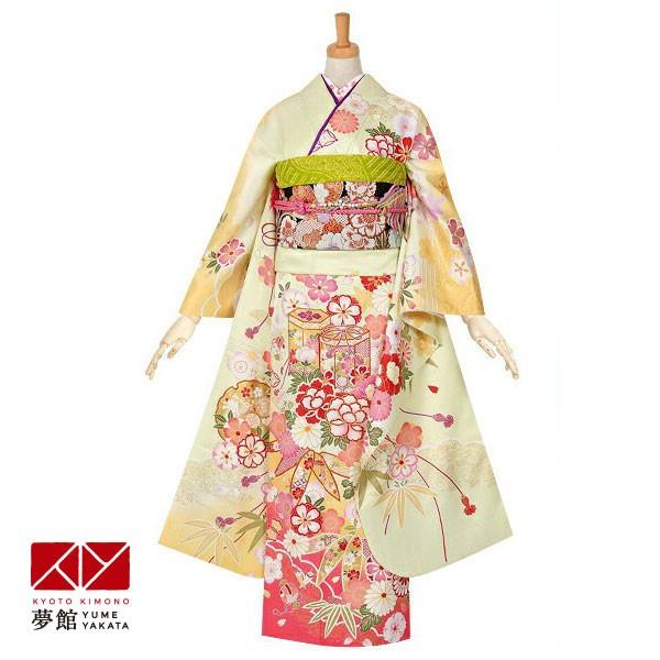 振袖レンタル 黄 吉祥菊牡丹に貝桶(絹) 成人式 結婚式 一点物 対応身長154〜165cm 2〜11月利用 R873
