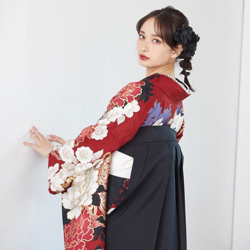 MURUA（ムルーア） 卒業式 袴セット 臙脂 牡丹に八重桜(絹) レンタル