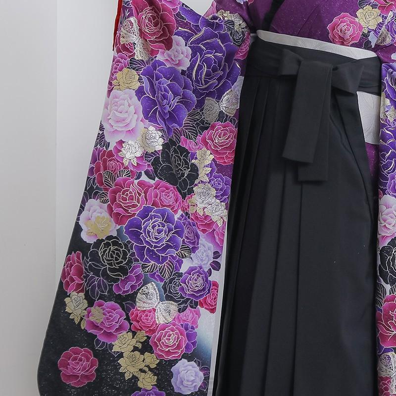 卒業式 袴セット 紫 薔薇(絹)一点物 レンタル 大学生 振袖袴 RR1188の画像