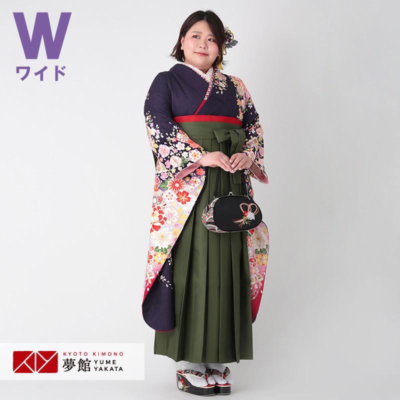 卒業式 袴セット 紺 桜菊花に宝づくし(絹)(w)一点物 レンタル 大学生 