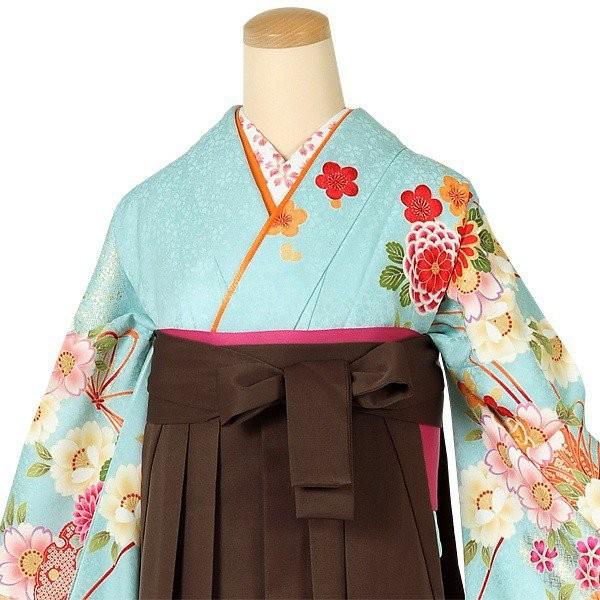 卒業式 袴セット 水色 雪輪に花結び(絹) レンタル 大学生 振袖袴