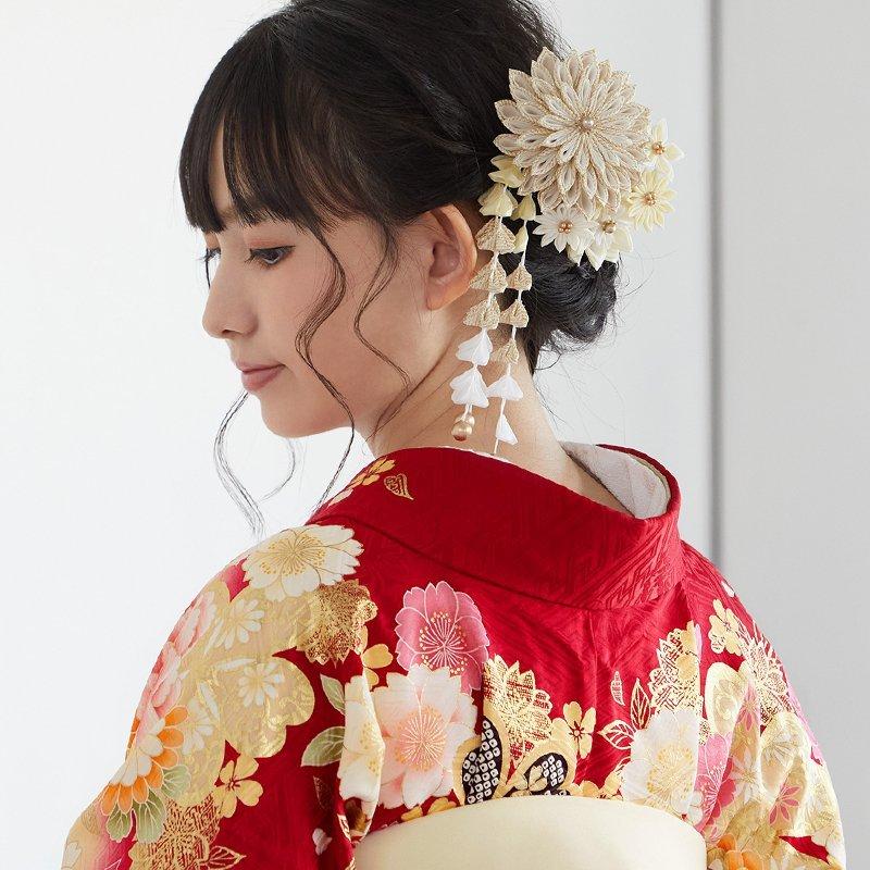 卒業式 袴セット 赤 桜花藤牡丹(絹)(宅) レンタル 大学生 振袖袴
