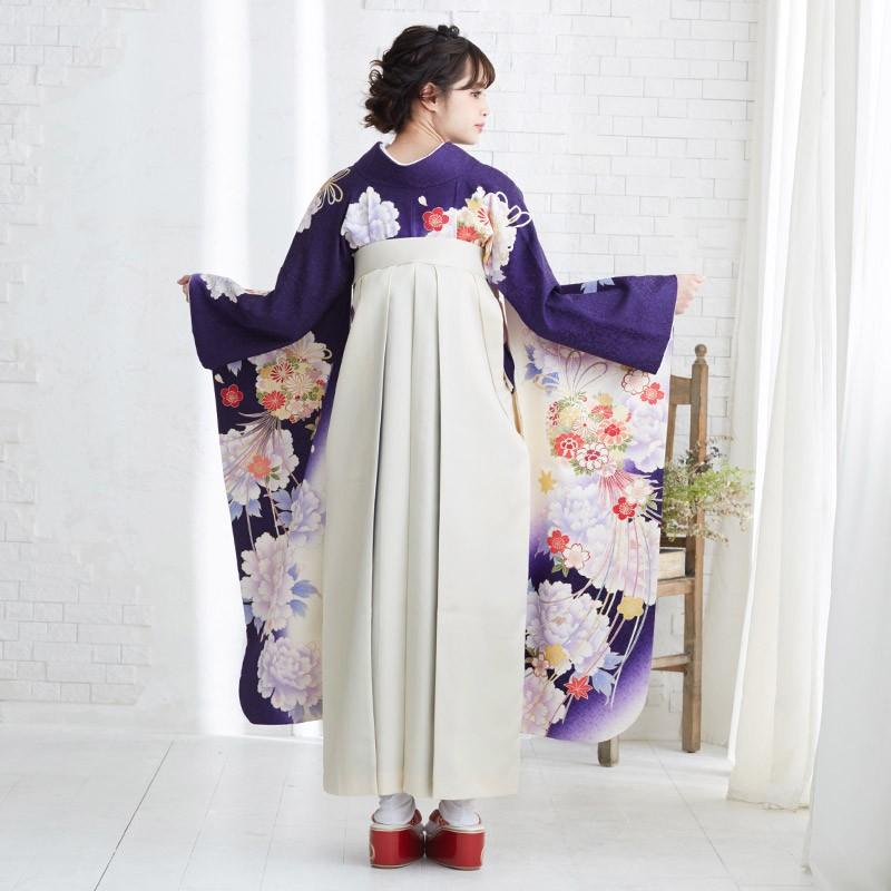 定価41000円 セール中 A3卒業式 袴セット 白×紫 牡丹に薬玉文様