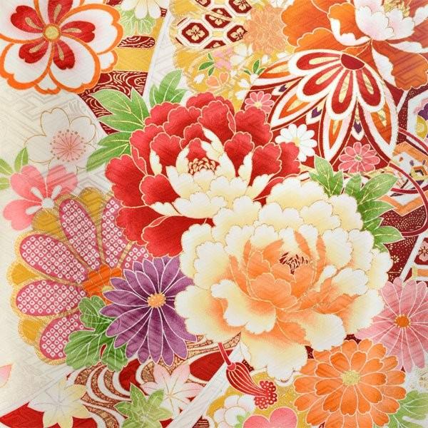 卒業式 袴セット 白 熨斗貝桶に花(絹)一点物 レンタル 大学生 振袖袴 RR1552の画像