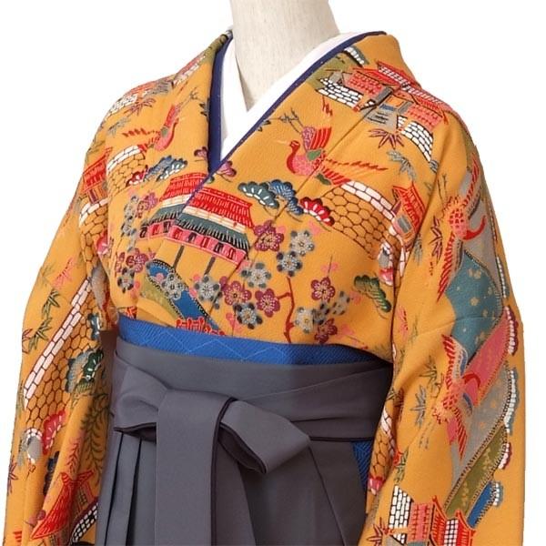 オンワード 正絹 縮緬 振袖 袴向き紅型調 鳳凰 花柄 生成り 卒業式 袴セット 紅型 花鳥家(絹)一点物 レンタル 大学生 振袖袴 RR157
