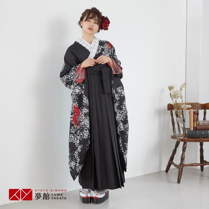 定価28300円 セール中 A3卒業式 袴セット 黒 深紅の薔薇とかすみ