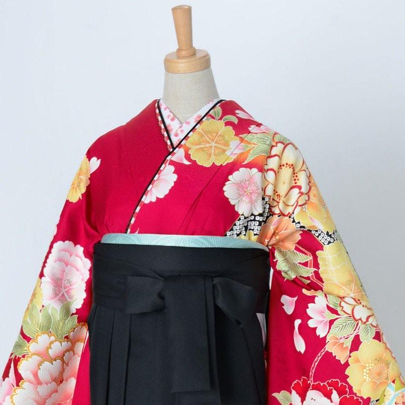 袴セット 卒業式 袴セット 赤 牡丹と桜に鞠(絹)(R1626) レンタル 大学生 振袖袴