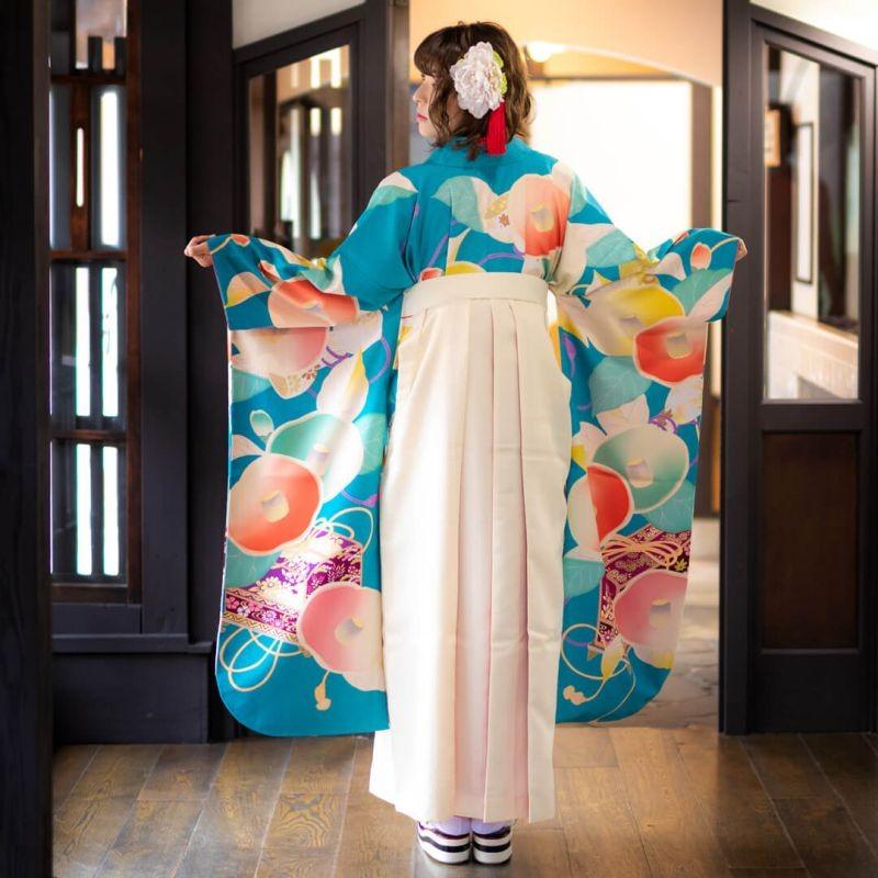 ブランド袴セット③ JAPANSTYLE×中村里砂ブランド袴 ヴィンテージスタイル 緑 桜 和柄