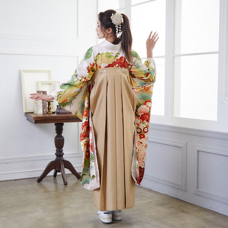 振袖 袴 セミフルセット 卒業式 袴セット 吉澤の友禅 吉澤の友禅白 牡丹に花々 レンタル 大学生