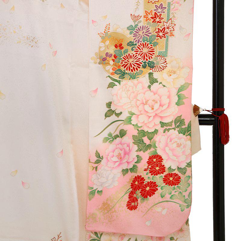 卒業式 袴セット 薄ピンク 短冊に四季花 レンタル 大学生 振袖袴 RR2003の画像