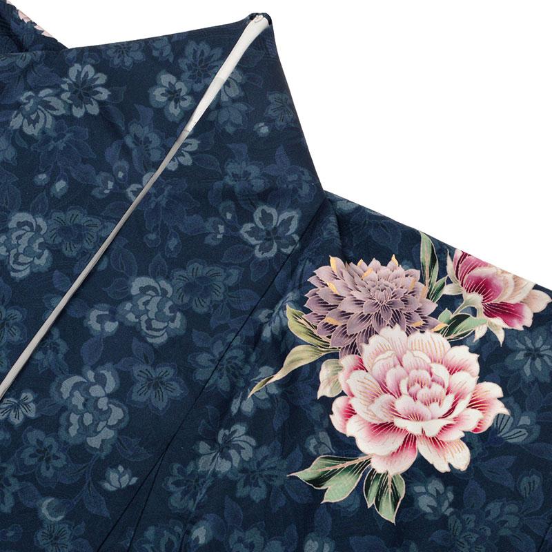専用　ご予約　振袖フルセット　オーダー仕立て　紺色　ネイビー　牡丹　菊　刺繍 振袖 ブランド KENZO 仮仕立て 成人式 結婚式 卒業式 正絹 地色 紺