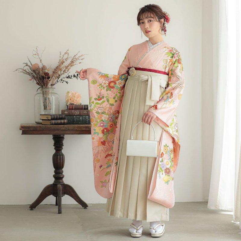 卒業式 袴セット 吉澤の友禅 ピンク 手毬に花丸文 レンタル 大学生 振袖袴 RR2061_1