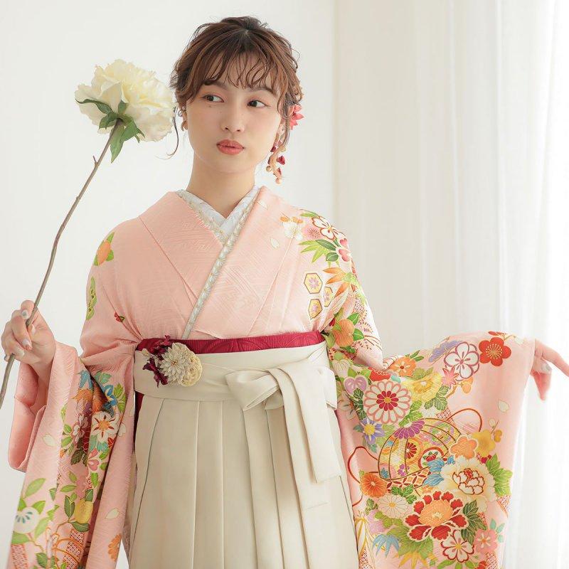 卒業式 袴セット 吉澤の友禅 ピンク 手毬に花丸文 レンタル 大学生 振袖袴 RR2061_7