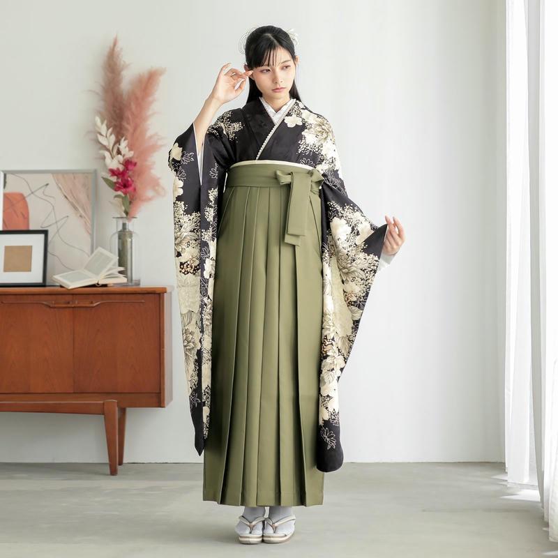 卒業式 袴セット 黒紫 白洋花 レンタル 大学生 振袖袴 RR2212_4