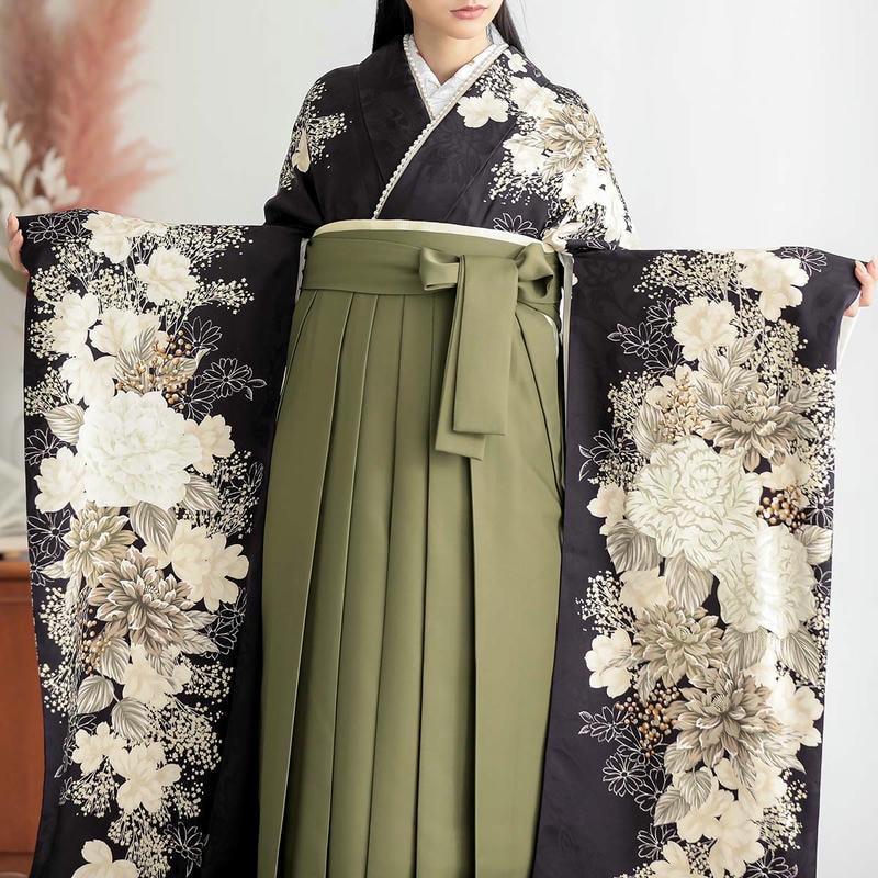卒業式 袴セット 黒紫 白洋花 レンタル 大学生 振袖袴 RR2212_7