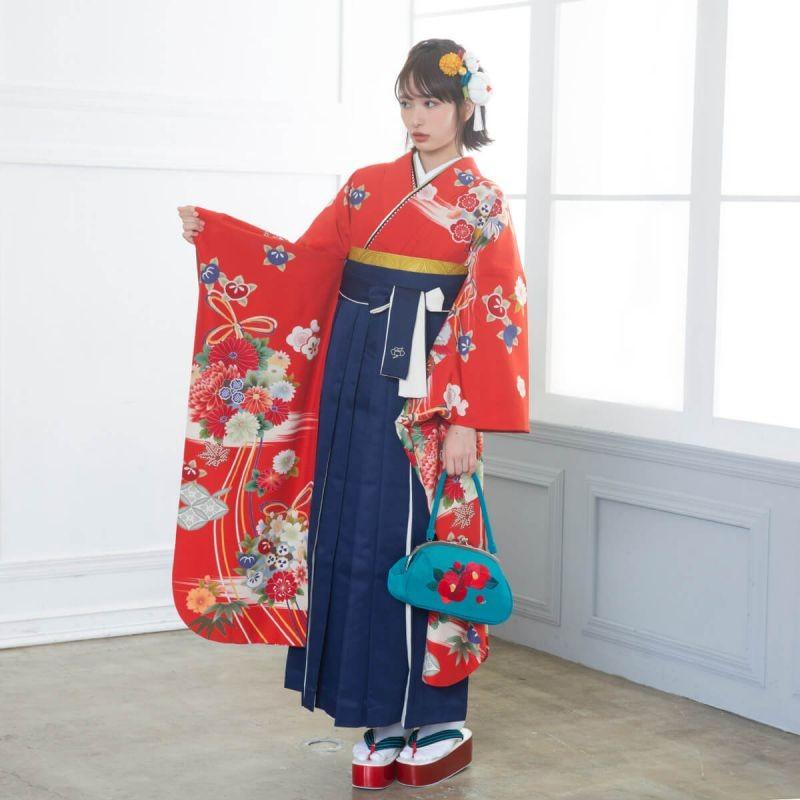 きもの道楽 定価25700円セール開催中！卒業式 袴セット 赤 牡丹と雪輪