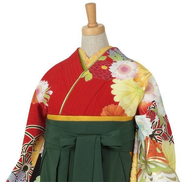 卒業式 袴セット ジャパンスタイル 赤×黒 菊花に蝶 レンタル 大学生