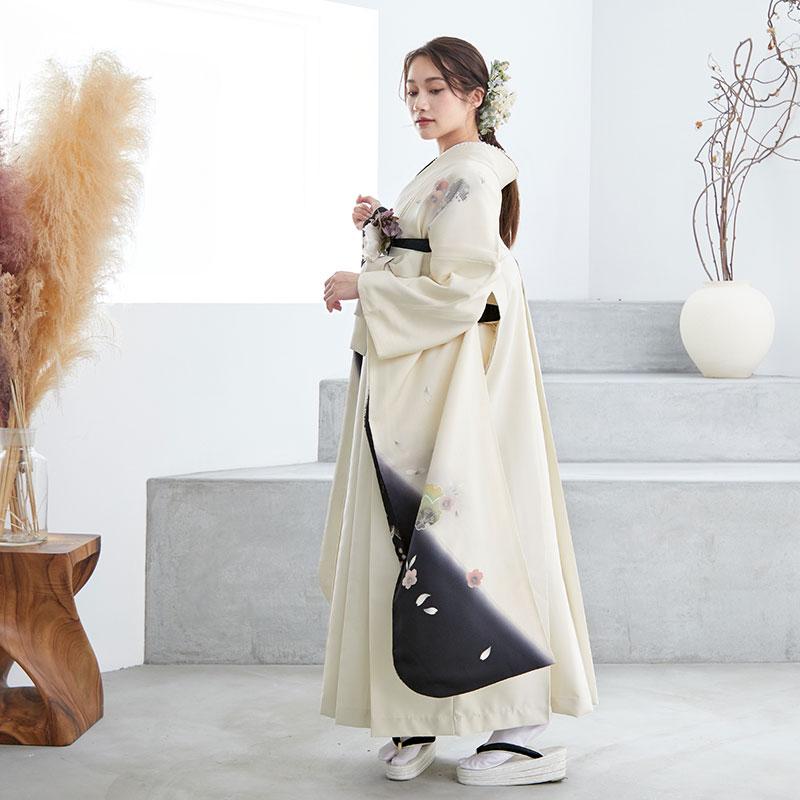 卒業式 袴セット オフホワイト 波に飛びうさぎ(絹)一点物