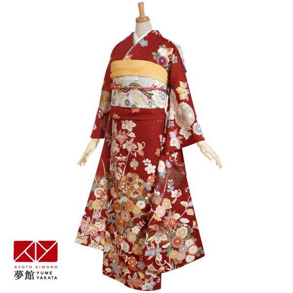 振袖 レンタル 成人式 結婚式 訳あり商品 安い エンジ 吉祥文(絹)12月〜1月利用 対応身長149〜168cm RS053