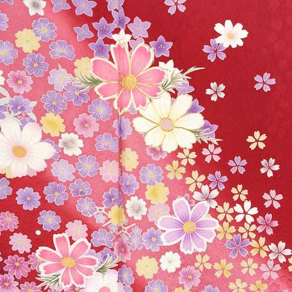 振袖 レンタル 成人式 結婚式 赤 桜吹雪(絹) 一点物 12月〜1月利用 対応身長147〜154cm RS054の画像