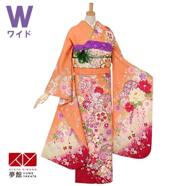 振袖 レンタル 成人式 結婚式 オレンジ 枝垂桜に花くす玉(絹)(w)12月〜1月利用 対応身長150〜160cm RS1003