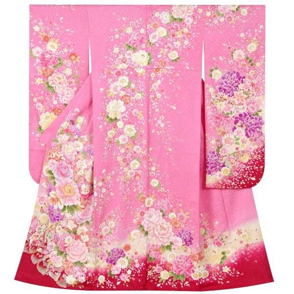振袖 レンタル 成人式 結婚式 ピンク 桜牡丹に蘭(絹)(w)12月〜1月利用 対応身長150〜160cm RS1004の画像