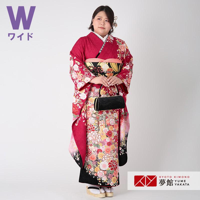 振袖 レンタル 成人式 結婚式 赤 桜菊花に御所車(絹)(w)12月〜1月利用