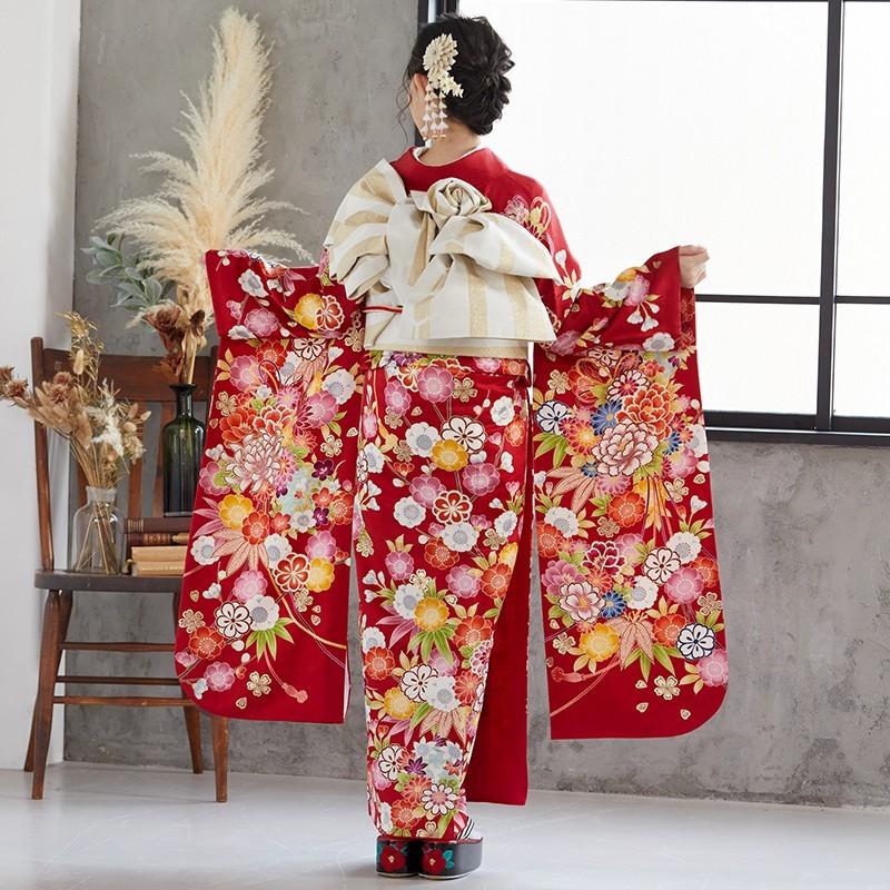 振袖 レンタル 成人式 結婚式 赤 花紋に花くす玉12月〜1月利用 振袖 レンタル 成人式 結婚式 赤 花紋に花くす玉12月〜1月利用