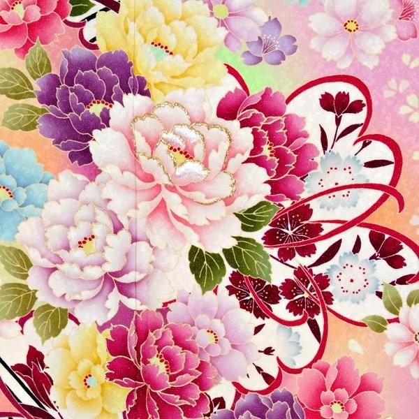 振袖 レンタル 成人式 結婚式 ピンク 彩色牡丹(絹) 一点物 12月〜1月利用 対応身長154〜165cm RS1025の画像