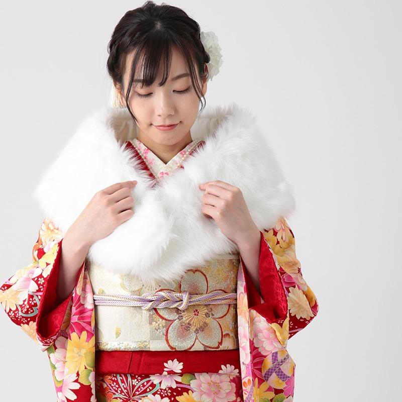 振袖 レンタル 成人式 結婚式 赤 桜にマーガレット(絹) 一点物 12月〜1月利用 対応身長154〜165cm RS1046の画像