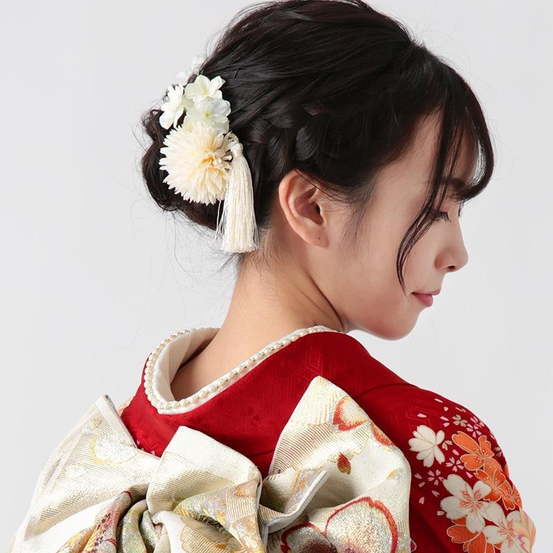 振袖 レンタル 成人式 結婚式 赤 桜にマーガレット(絹) 一点物 12月〜1月利用 対応身長154〜165cm RS1046の画像