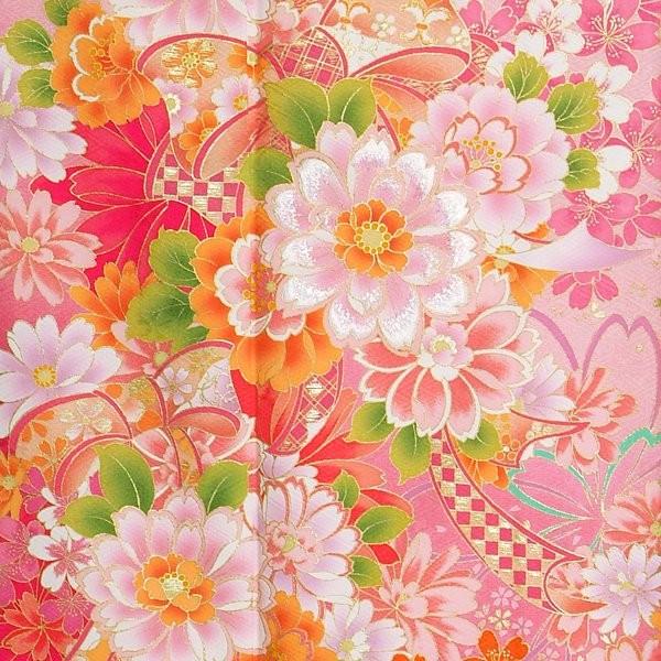振袖 レンタル 成人式 結婚式 ピンク 桜にマーガレット(絹) 一点物 12月〜1月利用 対応身長154〜165cm RS1047の画像