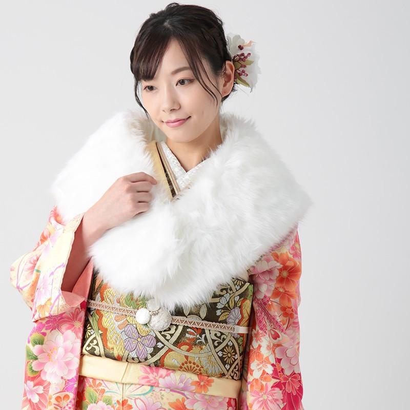 振袖 レンタル 成人式 結婚式 クリーム 桜にマーガレット(絹)(宅) 一点物 12月〜1月利用 対応身長154〜165cm RS1048の画像