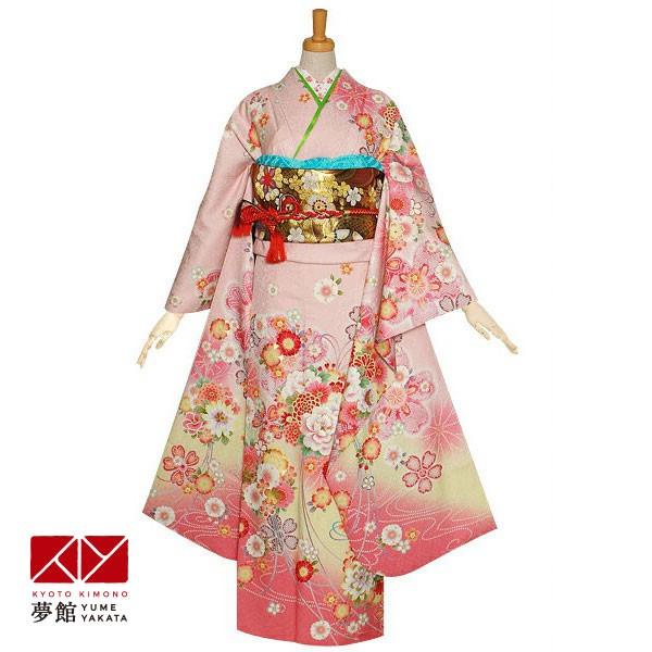 振袖 レンタル 成人式 結婚式 ピンク 花くす玉に八重桜(絹)(宅) 一点物 12月〜1月利用 対応身長154〜165cm RS1053