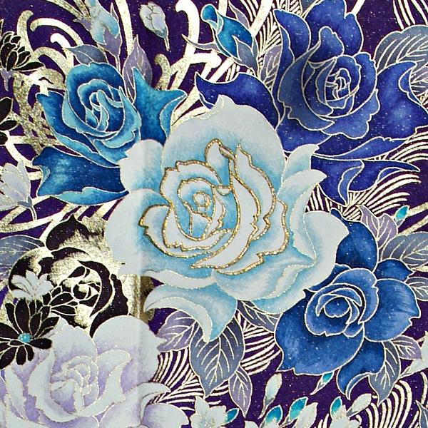 振袖 レンタル 成人式 結婚式 紫 薔薇と孔雀の羽(絹)12月〜1月利用