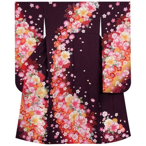 振袖 レンタル 成人式 結婚式 紫 桜(絹)(宅)12月〜1月利用 対応身長154〜165cm RS1102の画像